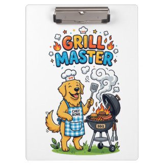 Porte-bloc Rétro Golden Retriever Maître du Grill BBQ Graphiq