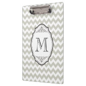 Porte-bloc Rétro monogramme gris de Chevron avec le cadre (Gauche)