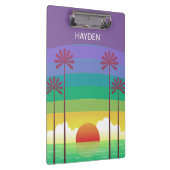 Porte-bloc Retro Purple Sunset Palm Trees Art Personalised (Swatch)