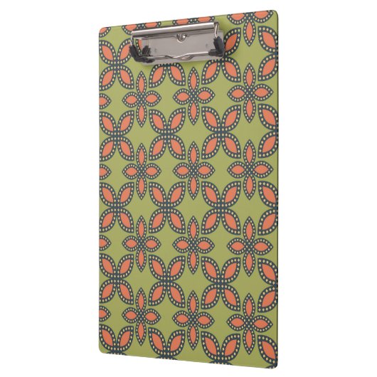 Porte-bloc Retro Vert et Orange Abstrait motif floral (Gauche)