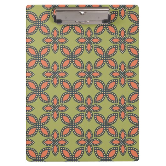 Porte-bloc Retro Vert et Orange Abstrait motif floral (Devant)