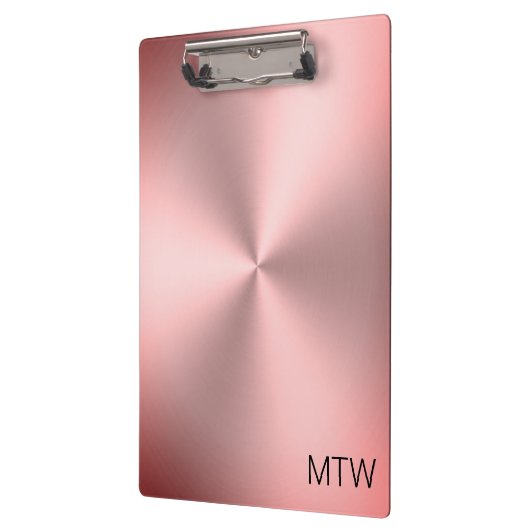 Porte-bloc Revêtement en métal rose simple avec Monogramme (Gauche)