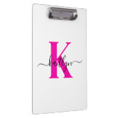 Porte-bloc Rose Chaud Noir Nom Initial Monogrammé (Swatch)