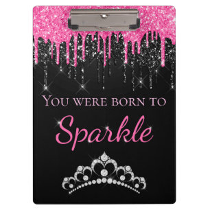 Porte-bloc Rose Chaud Pailleté Faux Brillant Né pour Briller