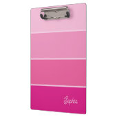 Porte-bloc Rose chaud vif | Ombre Stripes avec script (Gauche)