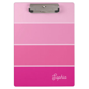 Porte-bloc Rose chaud vif   Ombre Stripes avec script