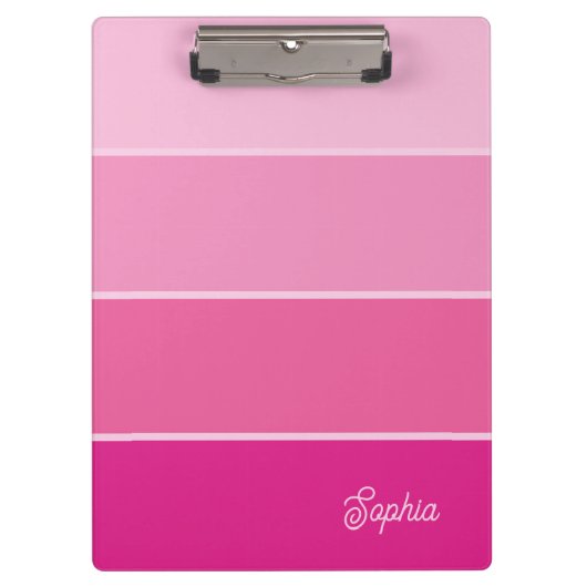 Porte-bloc Rose chaud vif | Ombre Stripes avec script (Devant)