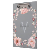 Porte-bloc Rose d'aquarelle Wreath personnalisée | Gray (Gauche)