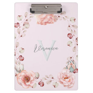 Porte-bloc Rose d'aquarelle Wreath personnalisée   Rose