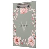 Porte-bloc Rose d'aquarelle Wreath personnalisée | Vert sage (Gauche)