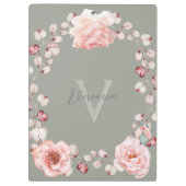 Porte-bloc Rose d'aquarelle Wreath personnalisée | Vert sage (Dos)