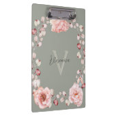 Porte-bloc Rose d'aquarelle Wreath personnalisée | Vert sage (Swatch)