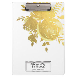 Porte-bloc Rose d'or Faux Foil Élégant floral Personnalisé