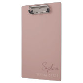 Porte-bloc Rose Dusty customisé Monogramme moderne Nom (Gauche)