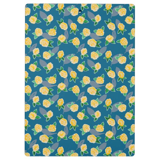 Porte-bloc Rose floral jaune sur bleu (Dos)