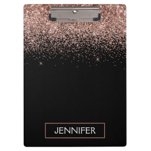 Porte-bloc Rose Gold Blush Pink Glitter Monogramme Nom Fémini