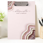 Porte-bloc Rose Gold Blush Pink Paillet Agate Géode
