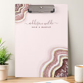 Porte-bloc Rose Gold Blush Pink Paillet Agate Géode