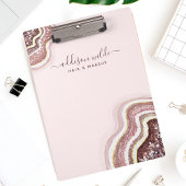Porte-bloc Rose Gold Blush Pink Paillet Agate Géode