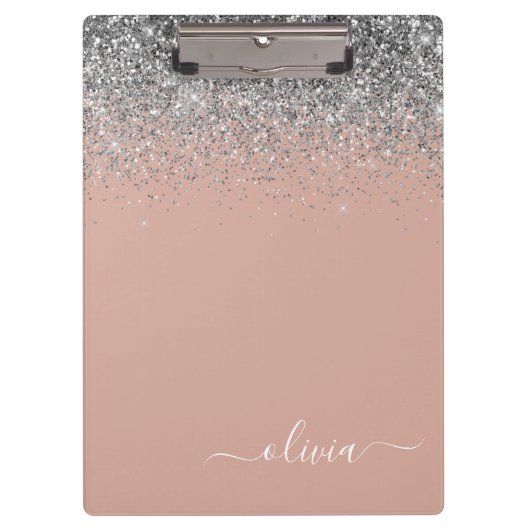 Porte-bloc Rose Gold Blush rose Parties scintillant argent Mo (Devant)