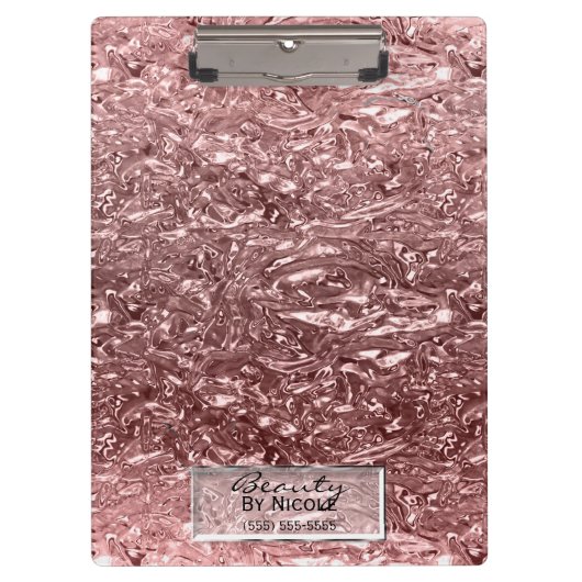 Porte-bloc Rose Gold Liquid Chrome métal Chic Glam (Devant)