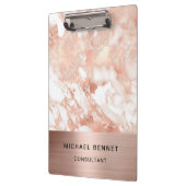 Porte-bloc Rose Gold Metal Marble Consultant Business (Gauche)
