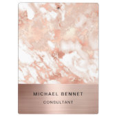 Porte-bloc Rose Gold Metal Marble Consultant Business (Dos)