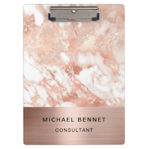 Porte-bloc Rose Gold Metal Marble Consultant Business