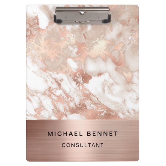 Porte-bloc Rose Gold Metal Marble Consultant Business (Devant)