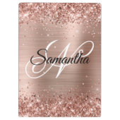Porte-bloc Rose Gold Pailleté Monogramme Élégant (Dos)