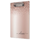 Porte-bloc Rose Gold - Rose Pâle Paillettes Métal Monogramme (Gauche)