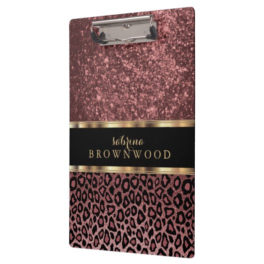 Porte-bloc Rose Leopard Skin Motif et Parties scintillant Ros (Gauche)