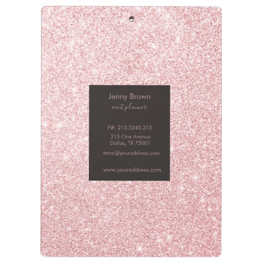 Porte-bloc rose or et parties scintillant élégant monogramme (Dos)