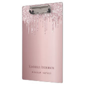 Porte-bloc Rose or gouttes d'or monogramme entreprise (Gauche)