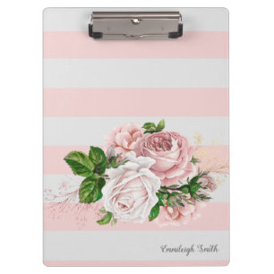 Porte-bloc Rose Pâle Fleurs Vintage Personnalisé
