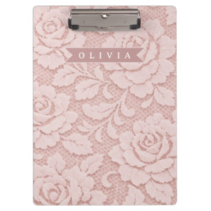 Porte-bloc Rose personnalisé en dentelle fleurie romantique