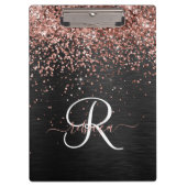 Porte-bloc Rose personnalisé Parties scintillant or noir Étin (Devant)