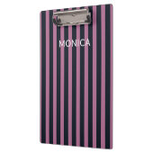 Porte-bloc rose rayé | nom personnalisé marine (Gauche)