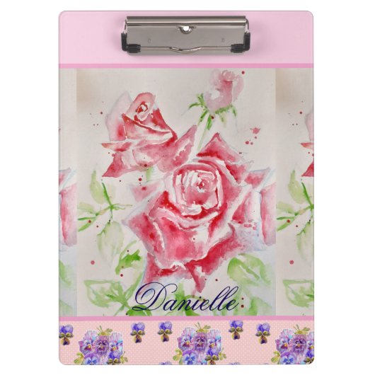 Porte-bloc Rose rouge Aquarelle Rose Rose Floral Girls (Devant)