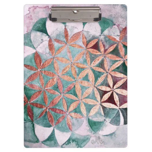 Porte-bloc Rose Turquoise Abstrait Gold Aquarelle Rosette Mot (Devant)