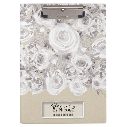 Porte-bloc Roses d'hiver rustiques blanches Kraft Shabby Chic (Devant)