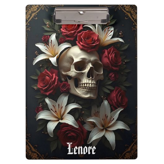 Porte-bloc Roses du crâne et lys (Devant)