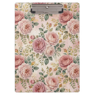 Porte-bloc Roses Rose Poussiéreux Charme Elégant Vert Sauge O
