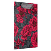 Porte-bloc Roses rouges avec feuilles gris sur noir (Swatch)