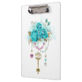 Porte-bloc Roses turquoise avec touches (Gauche)