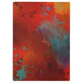 Porte-bloc Rouge, Aqua & Gold Grunge Digital Art Abstrait (Dos)