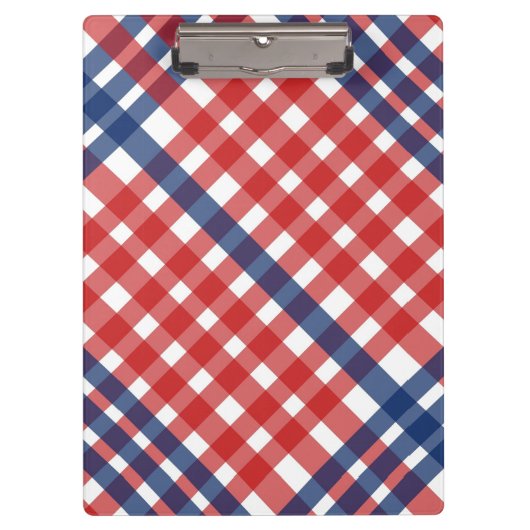 Porte-bloc Rouge blanc et bleu En vichy plaid (Devant)