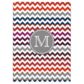 Porte-bloc Rouge blanc gris Chevron Zigzag Monogramme (Dos)