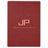 Porte-bloc Rouge Brown en cuir Nom du texte Monogramme (Dos)