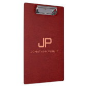 Porte-bloc Rouge Brown en cuir Nom du texte Monogramme (Swatch)